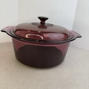 Vision Corning Ware Cookware 5L Dutch Oven Stock Pot Pyrex Lid USA Cranberry‎